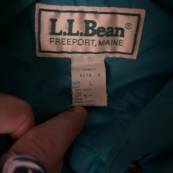 VTG LL BEAN Freeport Maine Women’s Puffer Vest Teal Goose Down Made in USA Large - Picture 4 of 7